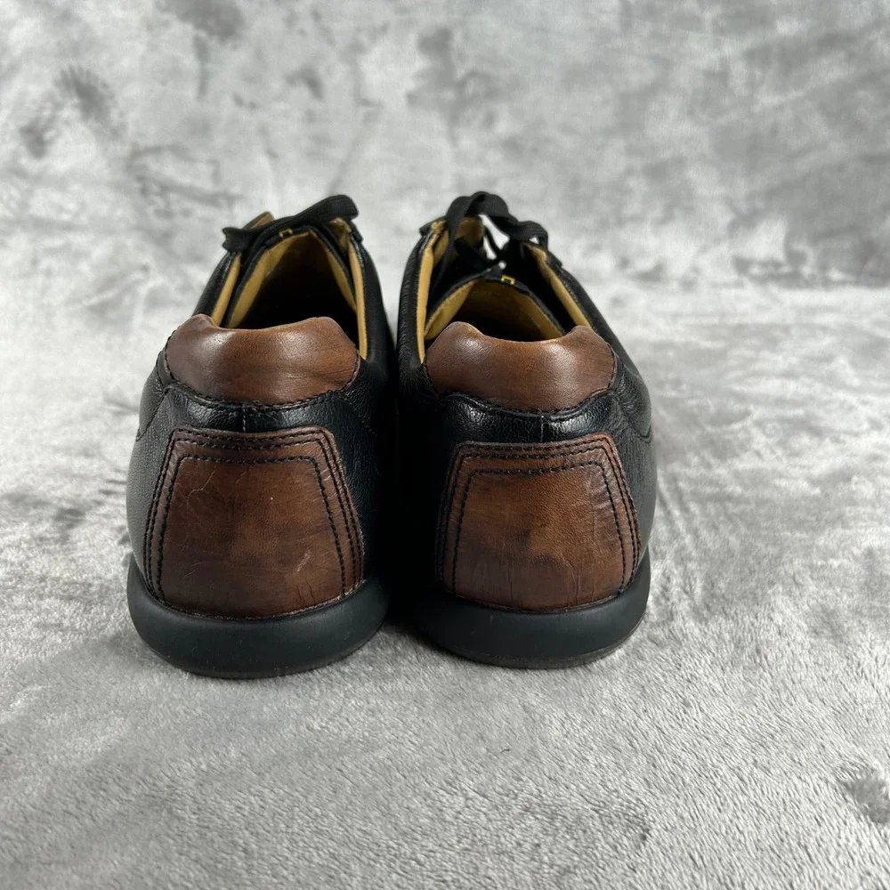 I.Travel Black Brown Leather Sneakers Mens 44EU Low Top Lace Up APM4301B
